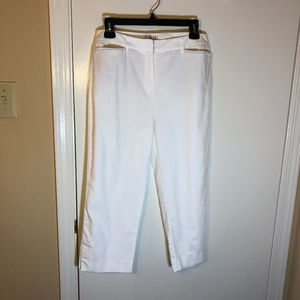 Talbots Capri Pants Sz 8 White w/Black detail